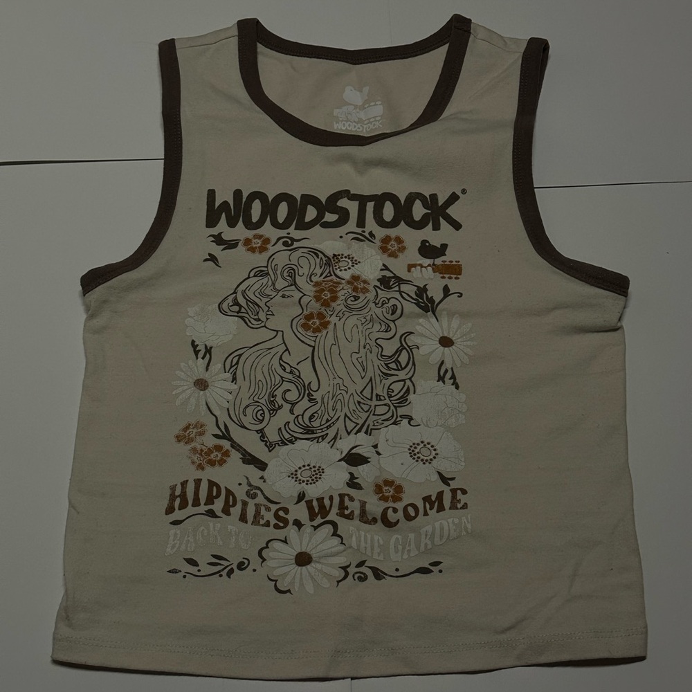 Woodstock Tank Top - Cream and Brown